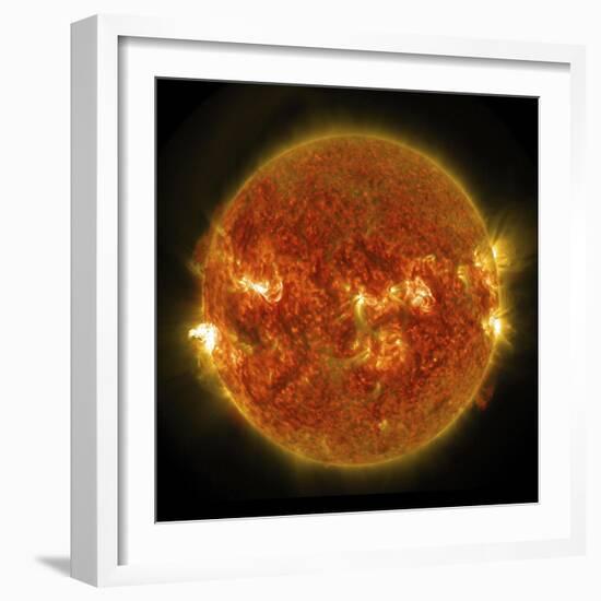 A Solar Flare Erupting on the Left Side of the Sun-null-Framed Premium Giclee Print