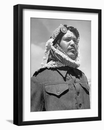 A Soldier from the Arab Legion Squinting His Eyes to Keep Out the Sun-null-Framed Photographic Print