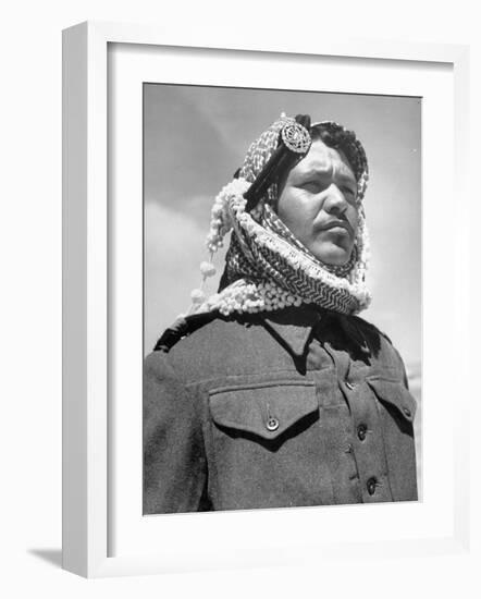 A Soldier from the Arab Legion Squinting His Eyes to Keep Out the Sun-null-Framed Photographic Print