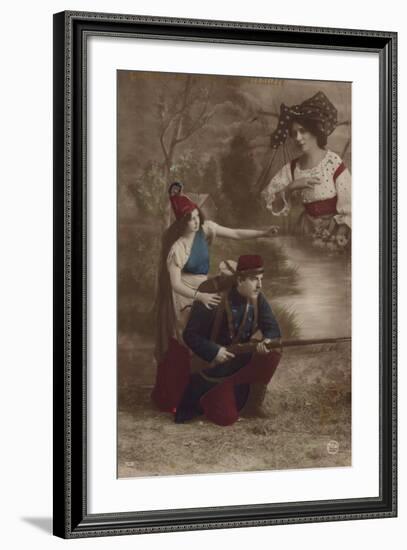 A Soldier Is Guided by Liberty and Thinks of Home-null-Framed Photographic Print