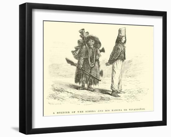 A Soldier of the Sierra and His Rabona or Vivandiere-Édouard Riou-Framed Giclee Print