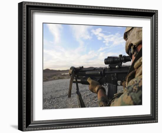 A Soldier Sights in to Fire on a Target on a Shooting Range-Stocktrek Images-Framed Photographic Print