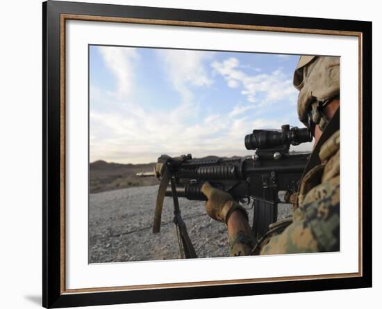 A Soldier Sights in to Fire on a Target on a Shooting Range-Stocktrek Images-Framed Photographic Print
