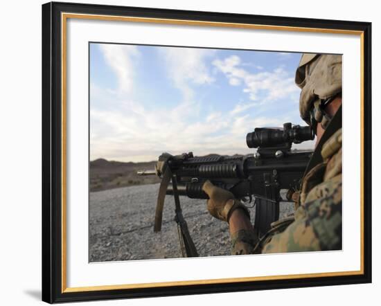 A Soldier Sights in to Fire on a Target on a Shooting Range-Stocktrek Images-Framed Photographic Print