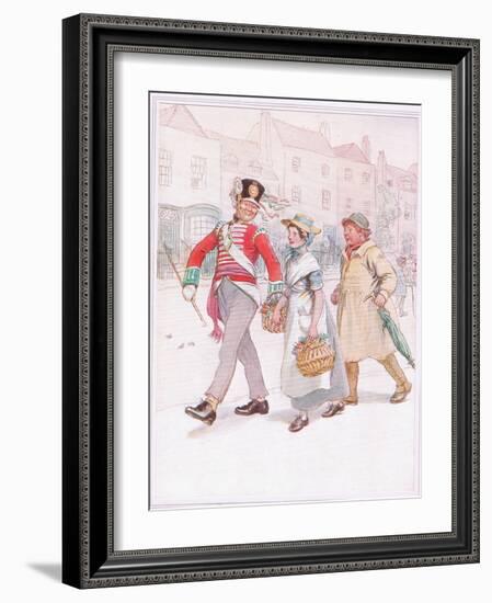 A Soldier with a Girl Passes-Yokel Follows Angrily-Hugh Thomson-Framed Giclee Print