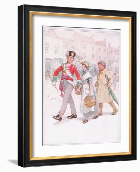 A Soldier with a Girl Passes-Yokel Follows Angrily-Hugh Thomson-Framed Giclee Print