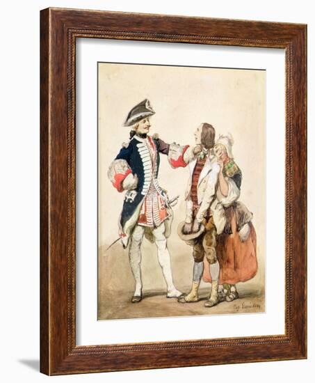 A Soldier with Peasants, 1839 (W/C)-Eugene-Louis Lami-Framed Giclee Print