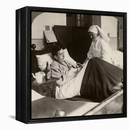 A Soldier Writing a Letter in Hospital, World War I, 1914-1918-null-Framed Premier Image Canvas