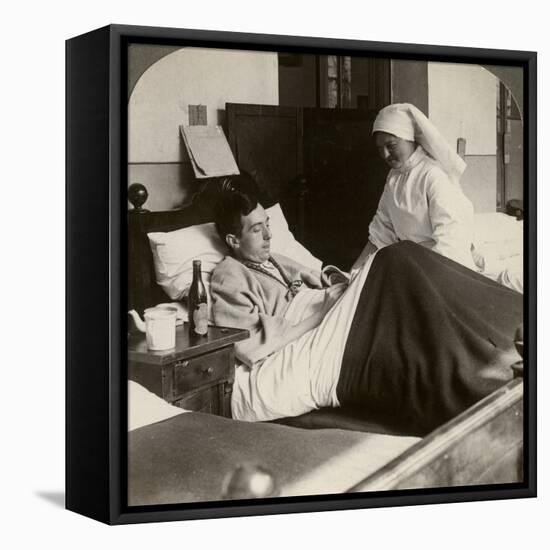 A Soldier Writing a Letter in Hospital, World War I, 1914-1918-null-Framed Premier Image Canvas