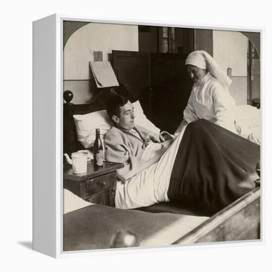 A Soldier Writing a Letter in Hospital, World War I, 1914-1918-null-Framed Premier Image Canvas