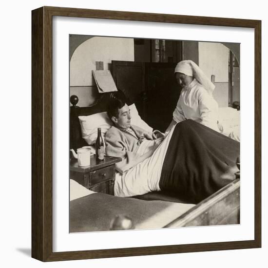 A Soldier Writing a Letter in Hospital, World War I, 1914-1918-null-Framed Photographic Print