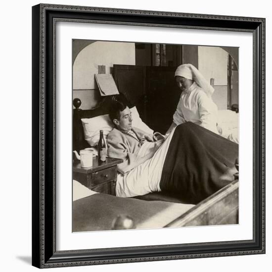 A Soldier Writing a Letter in Hospital, World War I, 1914-1918-null-Framed Photographic Print