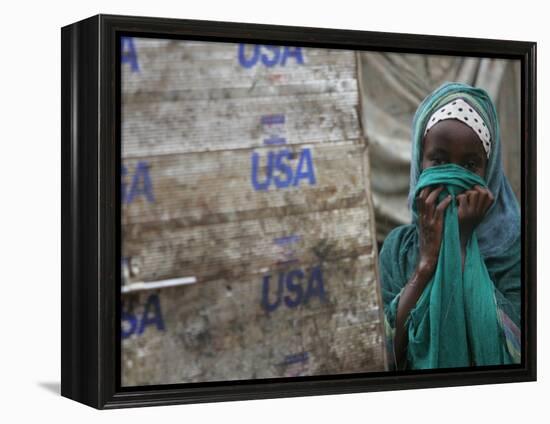 A Somali Child Covers Her Face at Dadaab Refugee Camp in Northern Kenya Monday, August 7 2006-Karel Prinsloo-Framed Premier Image Canvas
