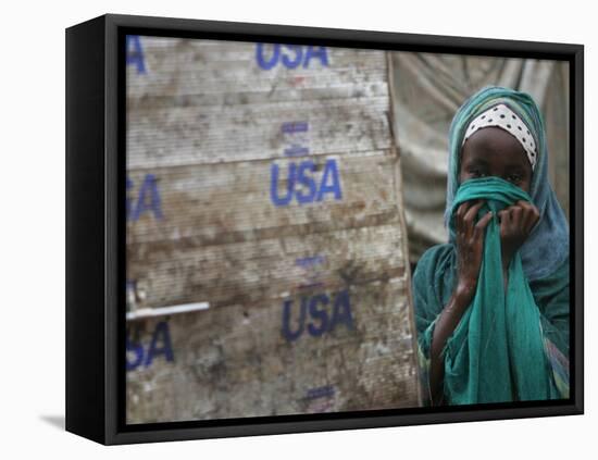 A Somali Child Covers Her Face at Dadaab Refugee Camp in Northern Kenya Monday, August 7 2006-Karel Prinsloo-Framed Premier Image Canvas