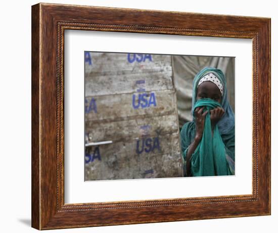 A Somali Child Covers Her Face at Dadaab Refugee Camp in Northern Kenya Monday, August 7 2006-Karel Prinsloo-Framed Photographic Print