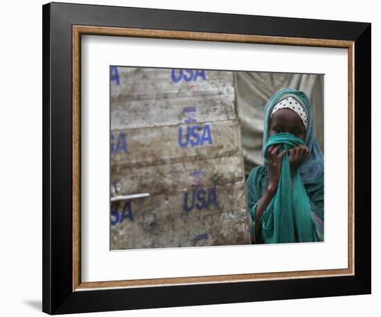 A Somali Child Covers Her Face at Dadaab Refugee Camp in Northern Kenya Monday, August 7 2006-Karel Prinsloo-Framed Photographic Print