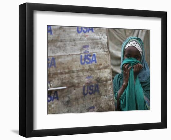 A Somali Child Covers Her Face at Dadaab Refugee Camp in Northern Kenya Monday, August 7 2006-Karel Prinsloo-Framed Photographic Print