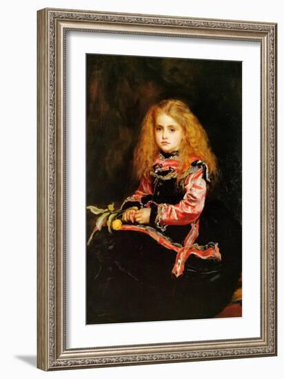 A Souvenir of Velasquez - a Little Girl with a Lemon Sprig-John Everett Millais-Framed Art Print