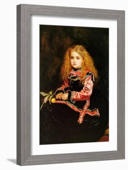 A Souvenir of Velasquez - a Little Girl with a Lemon Sprig-John Everett Millais-Framed Art Print