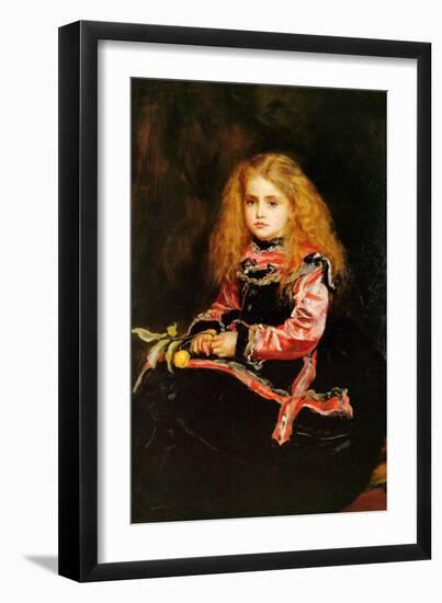 A Souvenir of Velasquez - a Little Girl with a Lemon Sprig-John Everett Millais-Framed Art Print