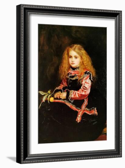 A Souvenir of Velasquez - a Little Girl with a Lemon Sprig-John Everett Millais-Framed Art Print