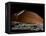 A Spaceship in Orbit over Mars Moon, Phobos, with the Red Planet Mars in the Background-null-Framed Premier Image Canvas