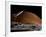 A Spaceship in Orbit over Mars Moon, Phobos, with the Red Planet Mars in the Background-null-Framed Photographic Print