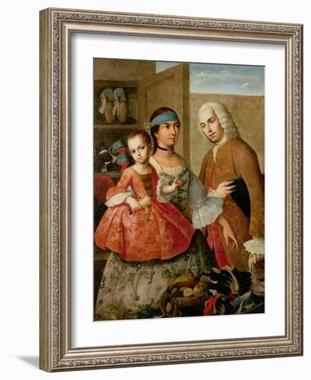 A Spaniard, His Mexican Indian Wife and Child, from a Series on Mixed Race Marriages in Mexico-Miguel Cabrera-Framed Giclee Print