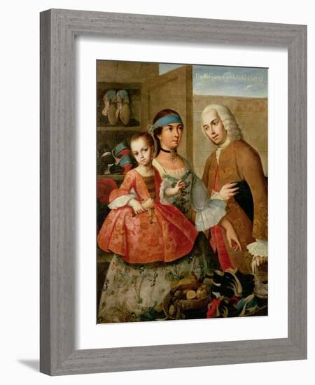 A Spaniard, His Mexican Indian Wife and Child, from a Series on Mixed Race Marriages in Mexico-Miguel Cabrera-Framed Giclee Print