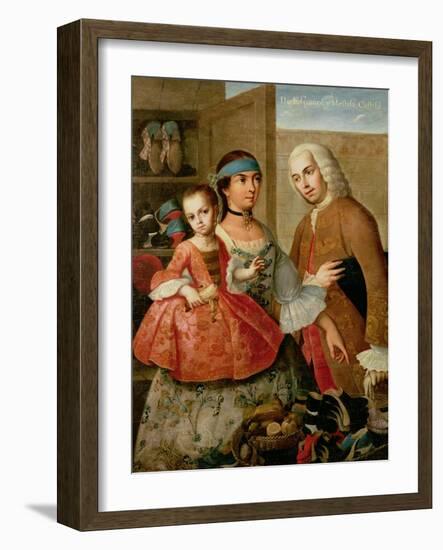 A Spaniard, His Mexican Indian Wife and Child, from a Series on Mixed Race Marriages in Mexico-Miguel Cabrera-Framed Giclee Print