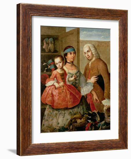 A Spaniard, His Mexican Indian Wife and Child, from a Series on Mixed Race Marriages in Mexico-Miguel Cabrera-Framed Giclee Print