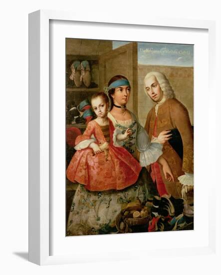 A Spaniard, His Mexican Indian Wife and Child, from a Series on Mixed Race Marriages in Mexico-Miguel Cabrera-Framed Giclee Print