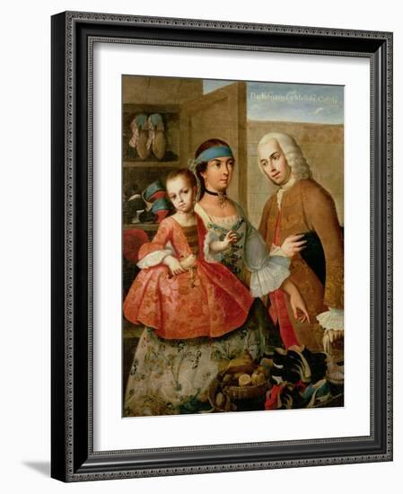 A Spaniard, His Mexican Indian Wife and Child, from a Series on Mixed Race Marriages in Mexico-Miguel Cabrera-Framed Giclee Print