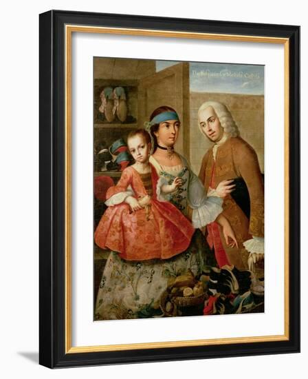 A Spaniard, His Mexican Indian Wife and Child, from a Series on Mixed Race Marriages in Mexico-Miguel Cabrera-Framed Giclee Print