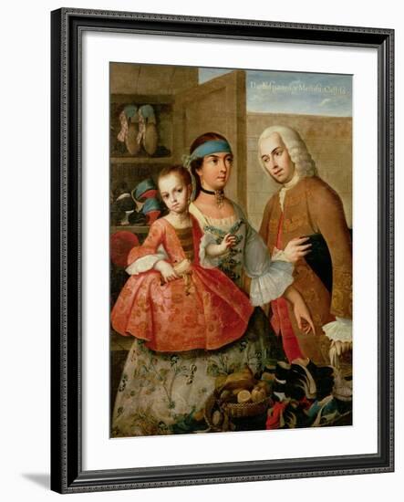 A Spaniard, His Mexican Indian Wife and Child, from a Series on Mixed Race Marriages in Mexico-Miguel Cabrera-Framed Giclee Print