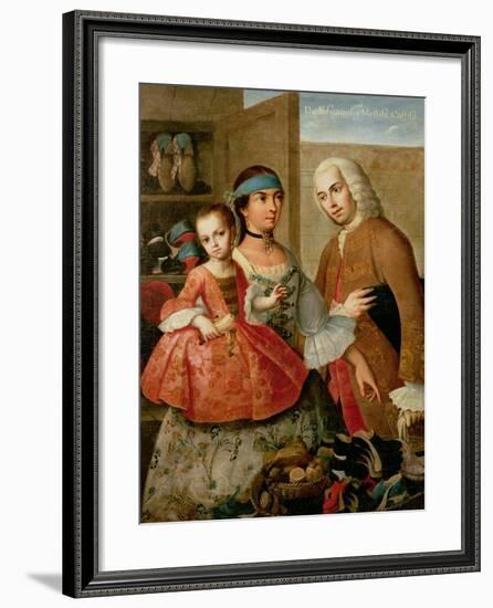 A Spaniard, His Mexican Indian Wife and Child, from a Series on Mixed Race Marriages in Mexico-Miguel Cabrera-Framed Giclee Print