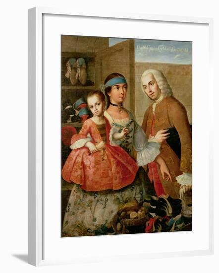 A Spaniard, His Mexican Indian Wife and Child, from a Series on Mixed Race Marriages in Mexico-Miguel Cabrera-Framed Giclee Print