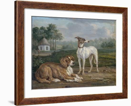 A Spaniel and a Greyhound-Jan Dasveldt-Framed Art Print