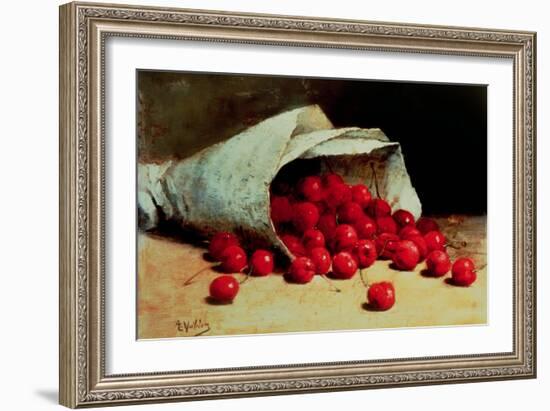 A Spilled Bag of Cherries-Antoine Vollon-Framed Giclee Print