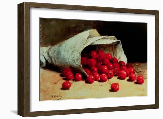 A Spilled Bag of Cherries-Antoine Vollon-Framed Giclee Print