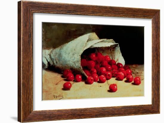 A Spilled Bag of Cherries-Antoine Vollon-Framed Giclee Print