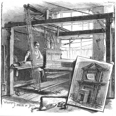 'A Spitalfields Silk Weaver at His Hand Loom, 1884' Giclee Print
