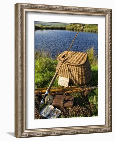 A Split-Cane Fly Rod and Traditional Fly-Fishing Equipment Beside a Trout Lake in North Wales, UK-John Warburton-lee-Framed Photographic Print