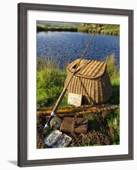 A Split-Cane Fly Rod and Traditional Fly-Fishing Equipment Beside a Trout Lake in North Wales, UK-John Warburton-lee-Framed Photographic Print