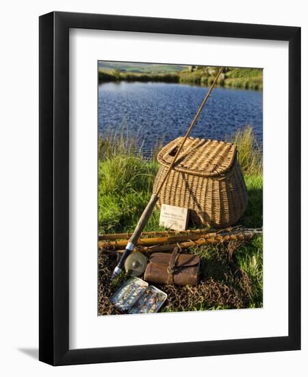 A Split-Cane Fly Rod and Traditional Fly-Fishing Equipment Beside a Trout Lake in North Wales, UK-John Warburton-lee-Framed Photographic Print