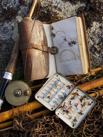 A Split Cane Fly Rod And Traditional Fly Fishing Equipment Beside A Trout Lake In North Wales Uk Photographic Print John Warburton Lee Art Com