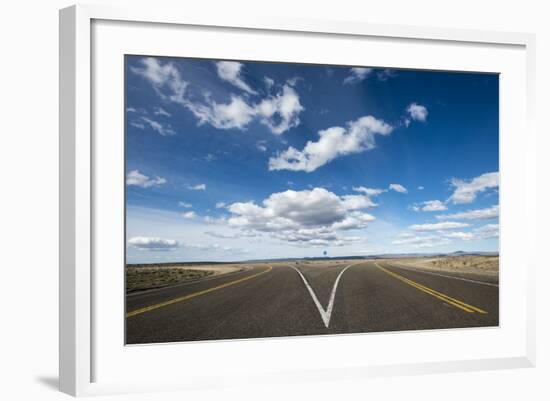 A split in the road along Route 40 in Patagonia, Argentina, South America-Alex Treadway-Framed Photographic Print