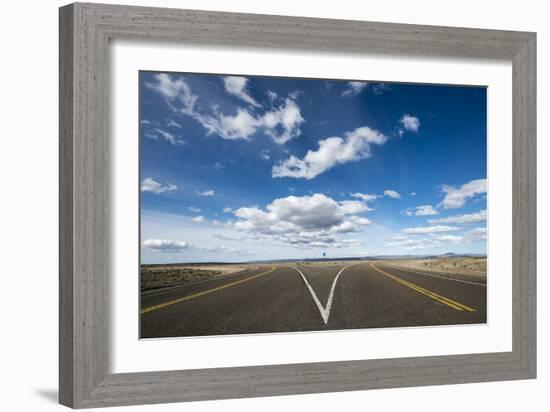 A split in the road along Route 40 in Patagonia, Argentina, South America-Alex Treadway-Framed Photographic Print