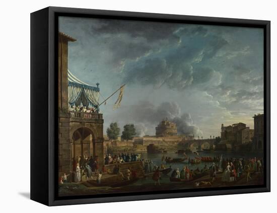 A Sporting Contest on the Tiber at Rome, 1750-Claude Joseph Vernet-Framed Premier Image Canvas