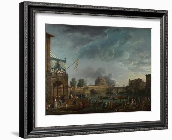 A Sporting Contest on the Tiber at Rome, 1750-Claude Joseph Vernet-Framed Giclee Print